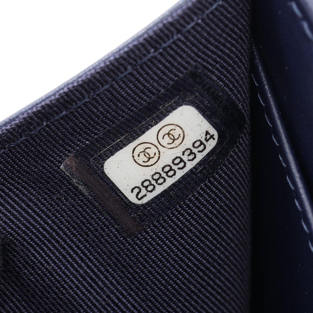 Chanel Trifold Wallet Classic Small Flap Quilted Navy Caviar Leather — view 7