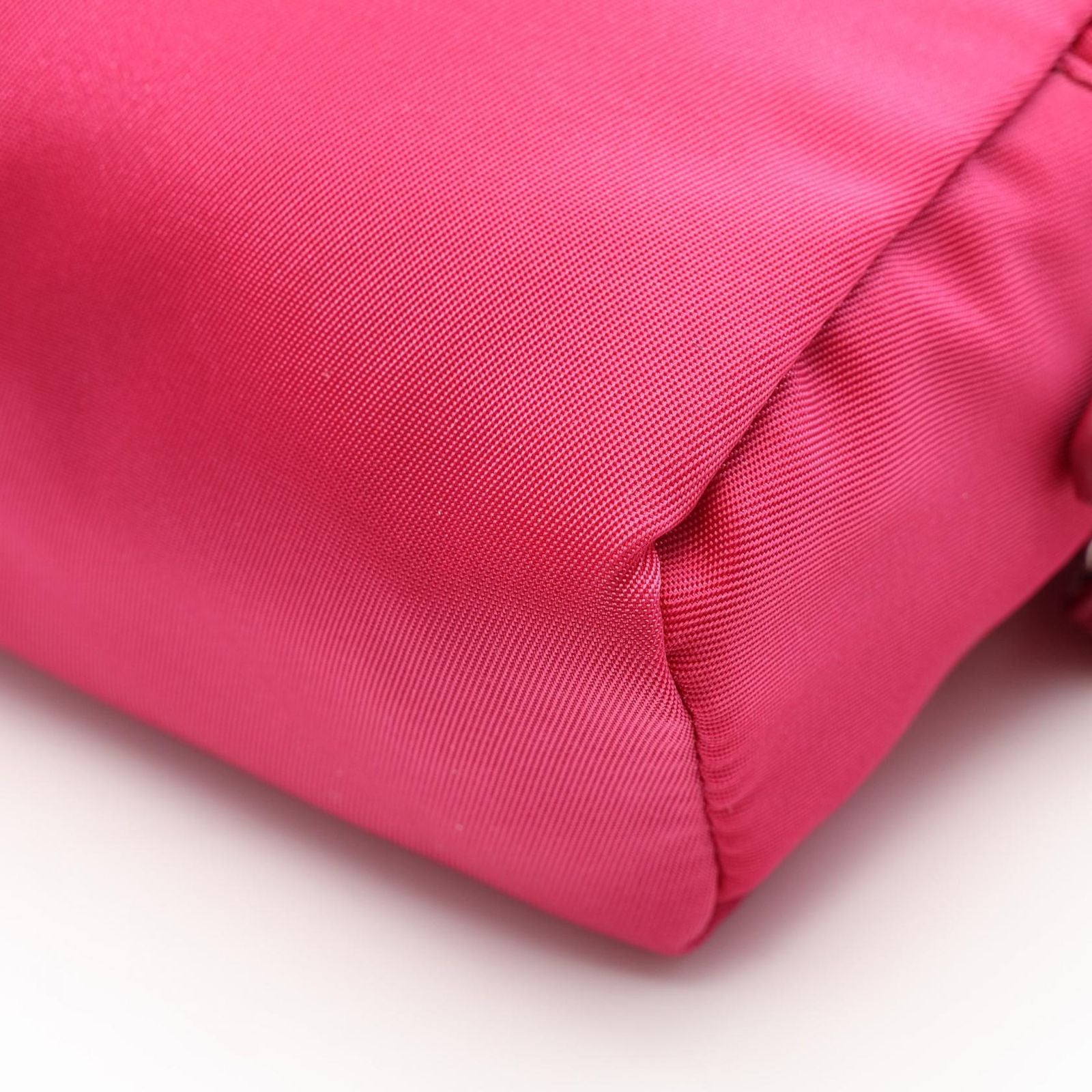 Prada Pouch Vela Magenta Nylon Saffiano Leather Triangle Logo — view 5
