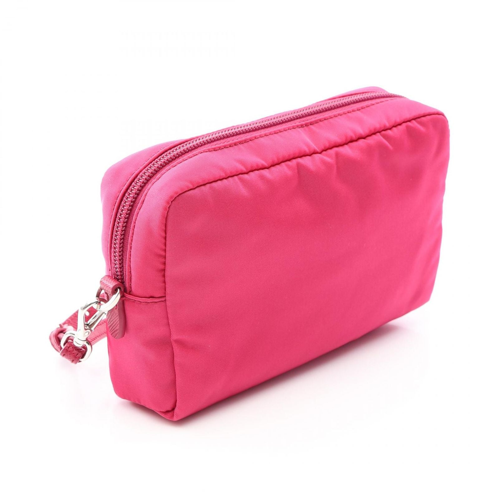 Prada Pouch Vela Magenta Nylon Saffiano Leather Triangle Logo — view 2