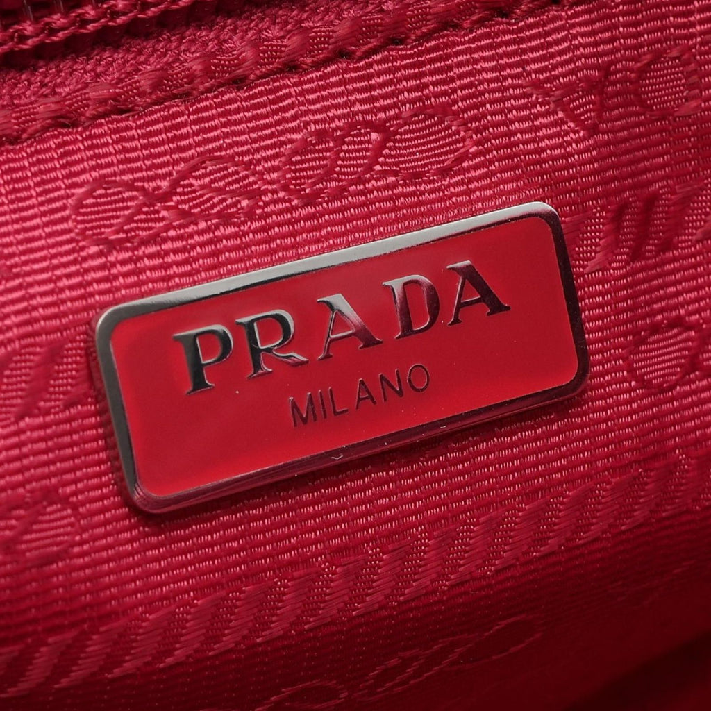 Prada Pouch Vela Magenta Nylon Saffiano Leather Triangle Logo — view 4