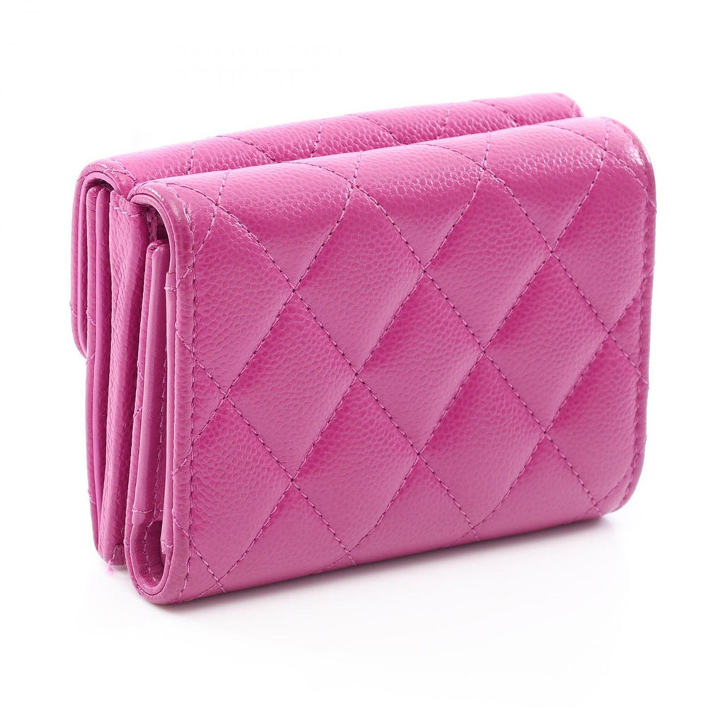 Chanel Trifold Wallet Classic Small Flap Quilted Purple Caviar Leather — view 2