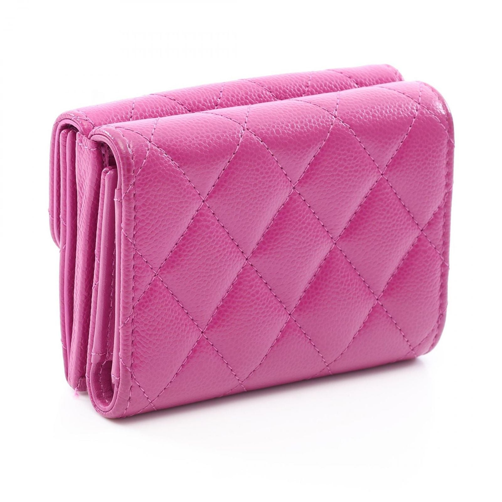 Chanel Trifold Wallet Classic Small Flap Quilted Purple Caviar Leather — view 2