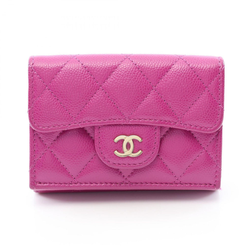 Chanel Trifold Wallet Classic Small Flap Quilted Purple Caviar Leather
