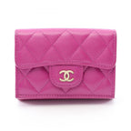 Chanel Trifold Wallet Classic Small Flap Quilted Purple Caviar Leather
