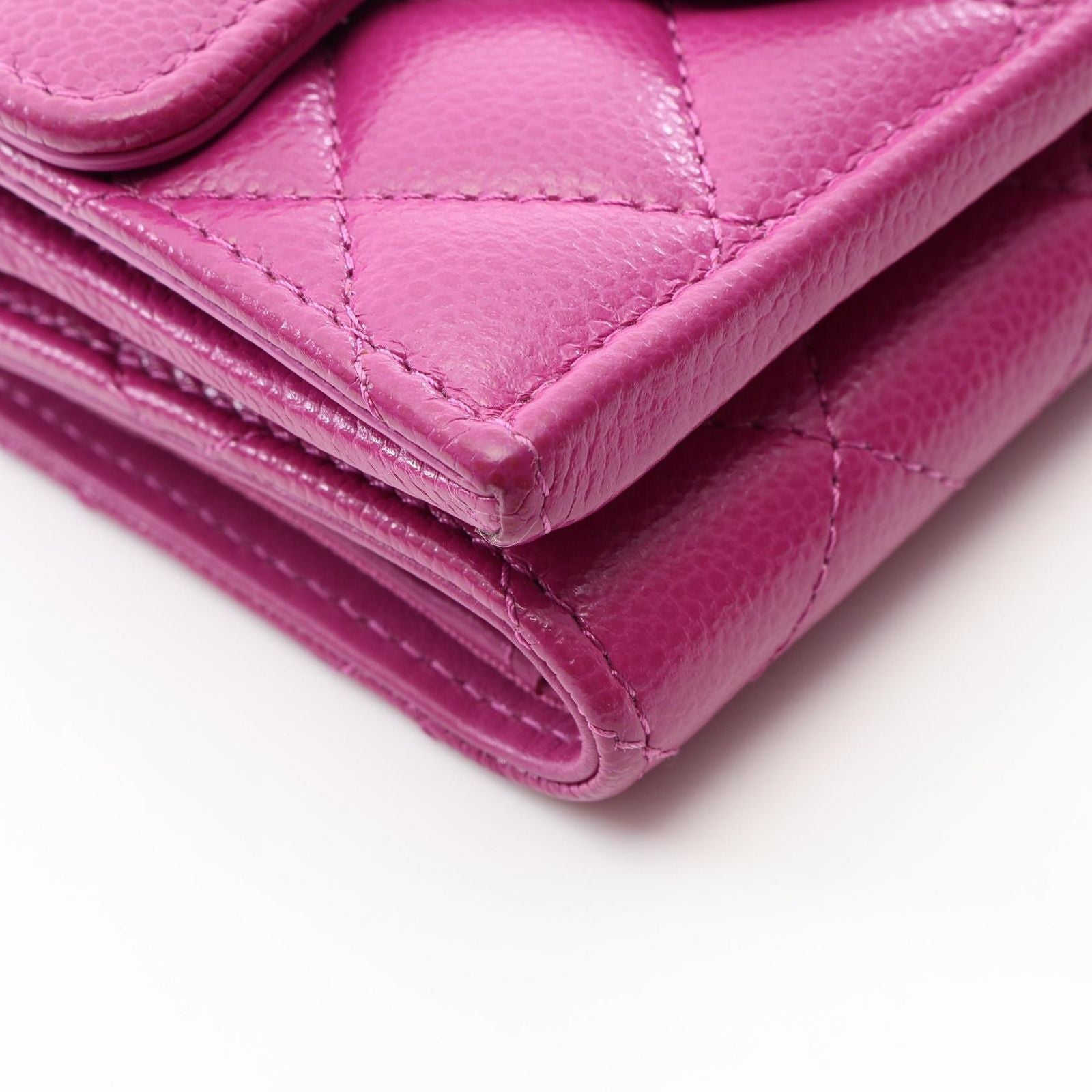 Chanel Trifold Wallet Classic Small Flap Quilted Purple Caviar Leather — view 9