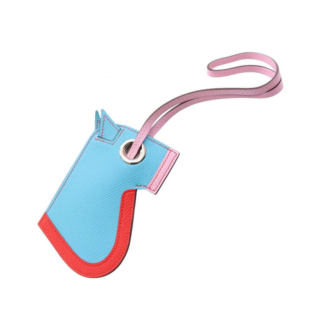 Hermes Charm Camaille Blue Mauve Sylvestre le Jucque Leather Keychain