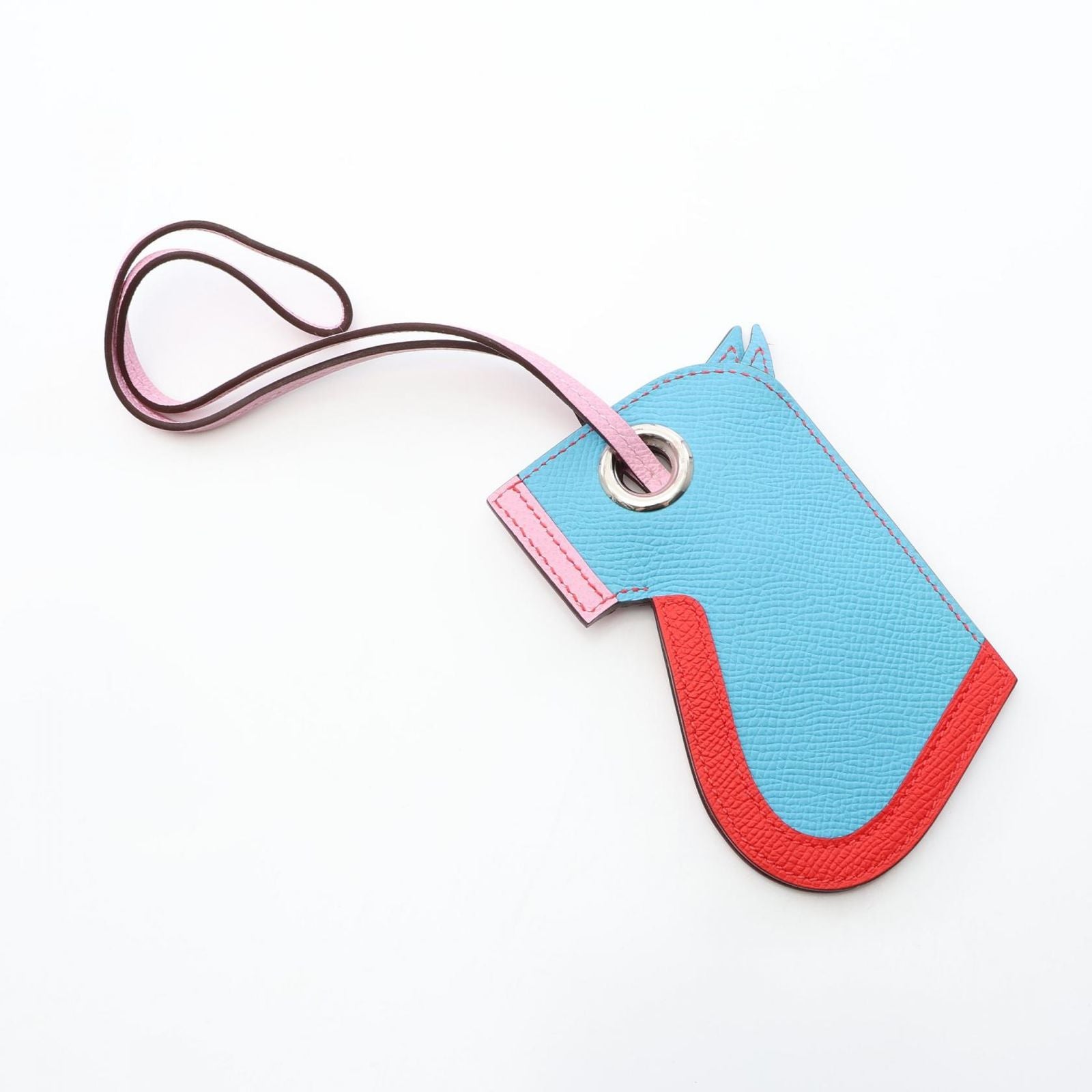 Hermes Charm Camaille Blue Mauve Sylvestre le Jucque Leather Keychain — view 2