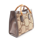 Gucci Handbag Diana Jumbo GG 2-Way Beige Dark Brown Canvas Leather Small — view 2