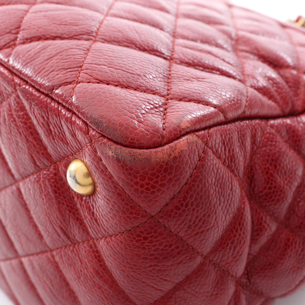 Chanel Tote Quilted Red Caviar Leather Chain — view 9