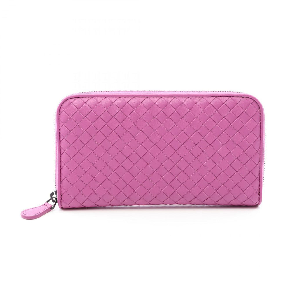 Bottega Veneta Round Wallet Intrecciato Purple Leather