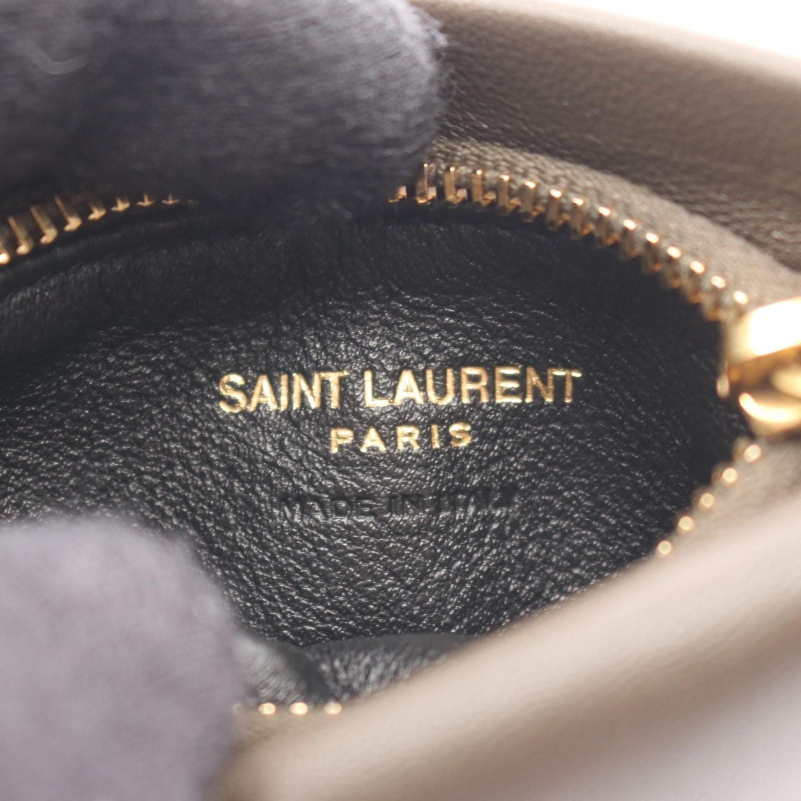 Saint Laurent Paris Coin Case Calypso Dark Khaki Leather — view 4