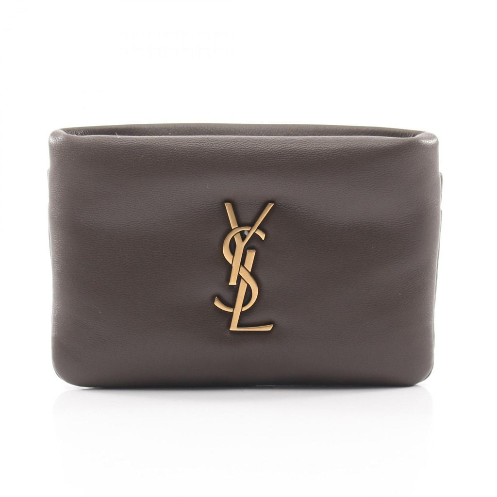 Saint Laurent Paris Coin Case Calypso Dark Khaki Leather