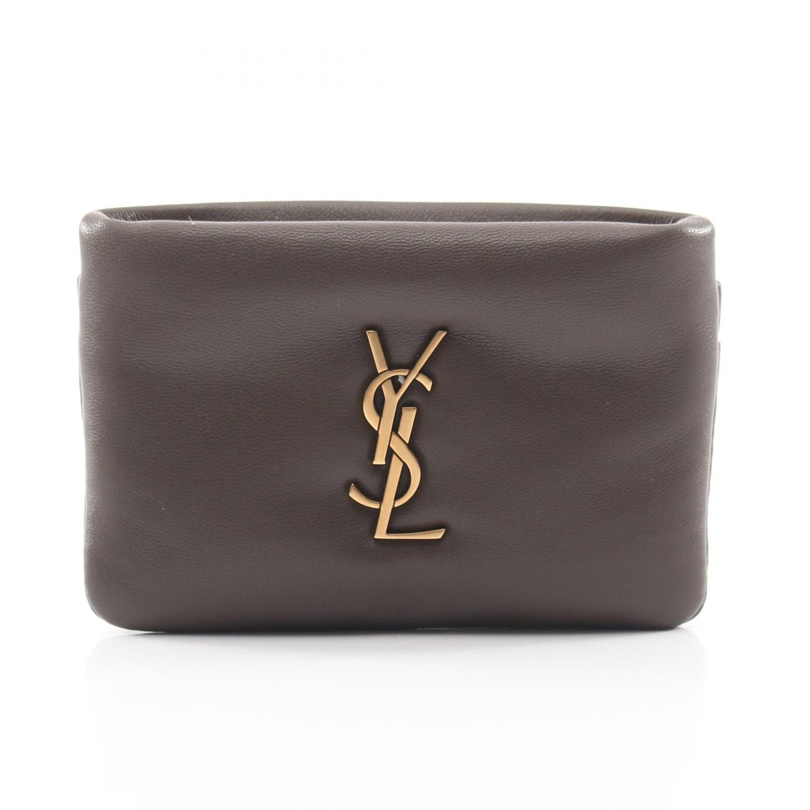 Saint Laurent Paris Coin Case Calypso Dark Khaki Leather