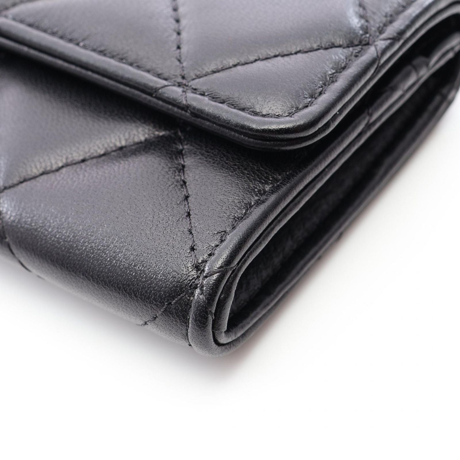 Chanel Card Case Quilted Black Lambskin — view 8