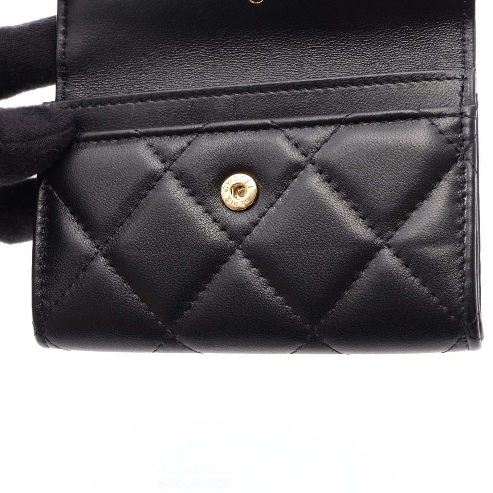 Chanel Card Case Quilted Black Lambskin — view 7