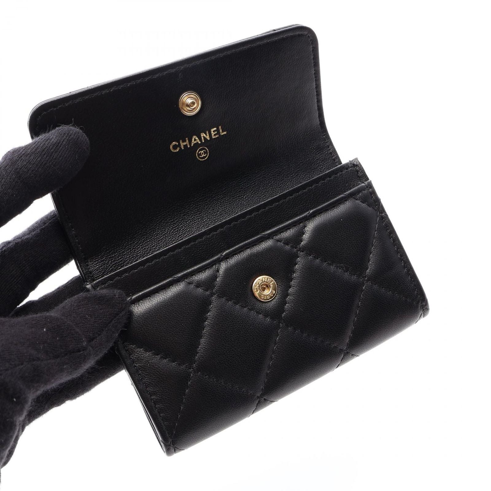 Chanel Card Case Quilted Black Lambskin — view 6