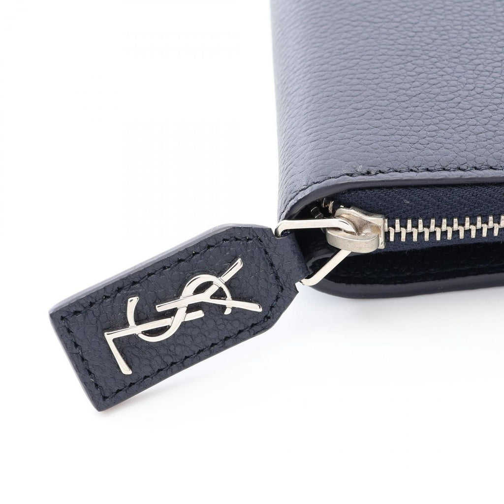 Saint Laurent Paris Bifold Wallet Rivegoche Navy Leather Round — view 8