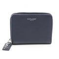 Saint Laurent Paris Bifold Wallet Rivegoche Navy Leather Round