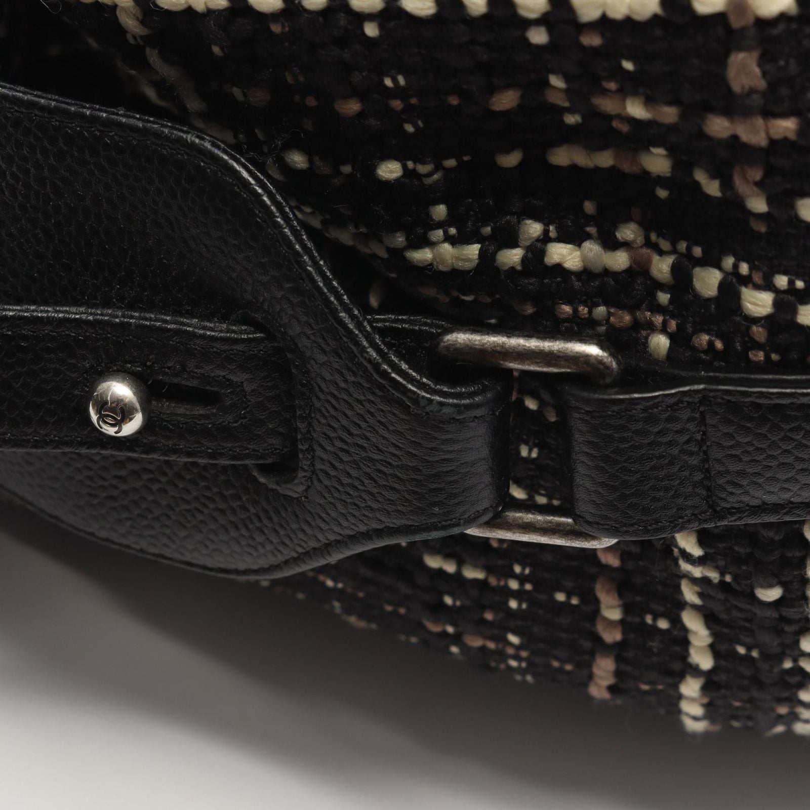 Chanel Shoulder Bag Air Line 2-Way Black Off White Fabric Leather — view 9