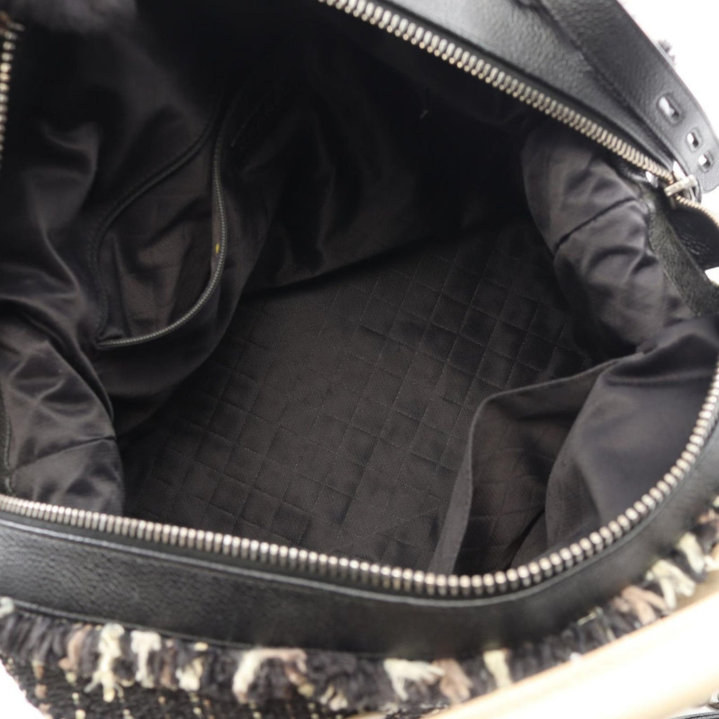 Chanel Shoulder Bag Air Line 2-Way Black Off White Fabric Leather — view 3