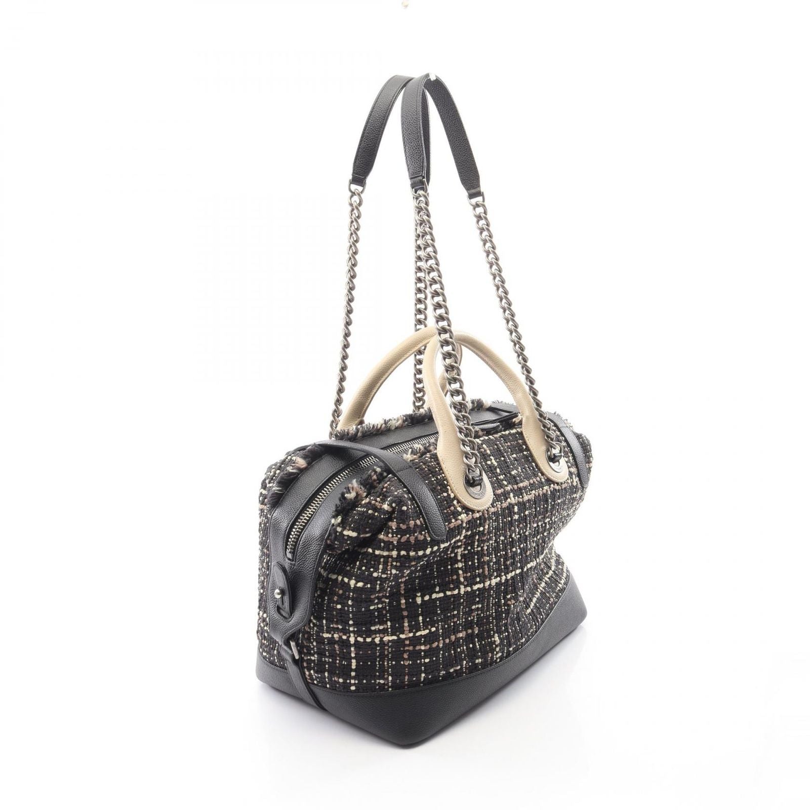 Chanel Shoulder Bag Air Line 2-Way Black Off White Fabric Leather — view 2