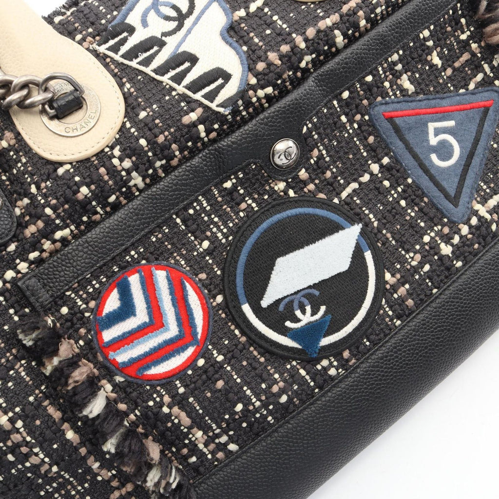 Chanel Shoulder Bag Air Line 2-Way Black Off White Fabric Leather — view 8