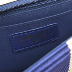 Chanel Shoulder Bag Mini Quilted 20 Pleats Cream Blue Leather Chain — view 4