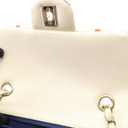 Chanel Shoulder Bag Mini Quilted 20 Pleats Cream Blue Leather Chain — view 6
