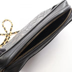 Chanel Shoulder Bag Quilted Black Lambskin Fringe Chain — view 8
