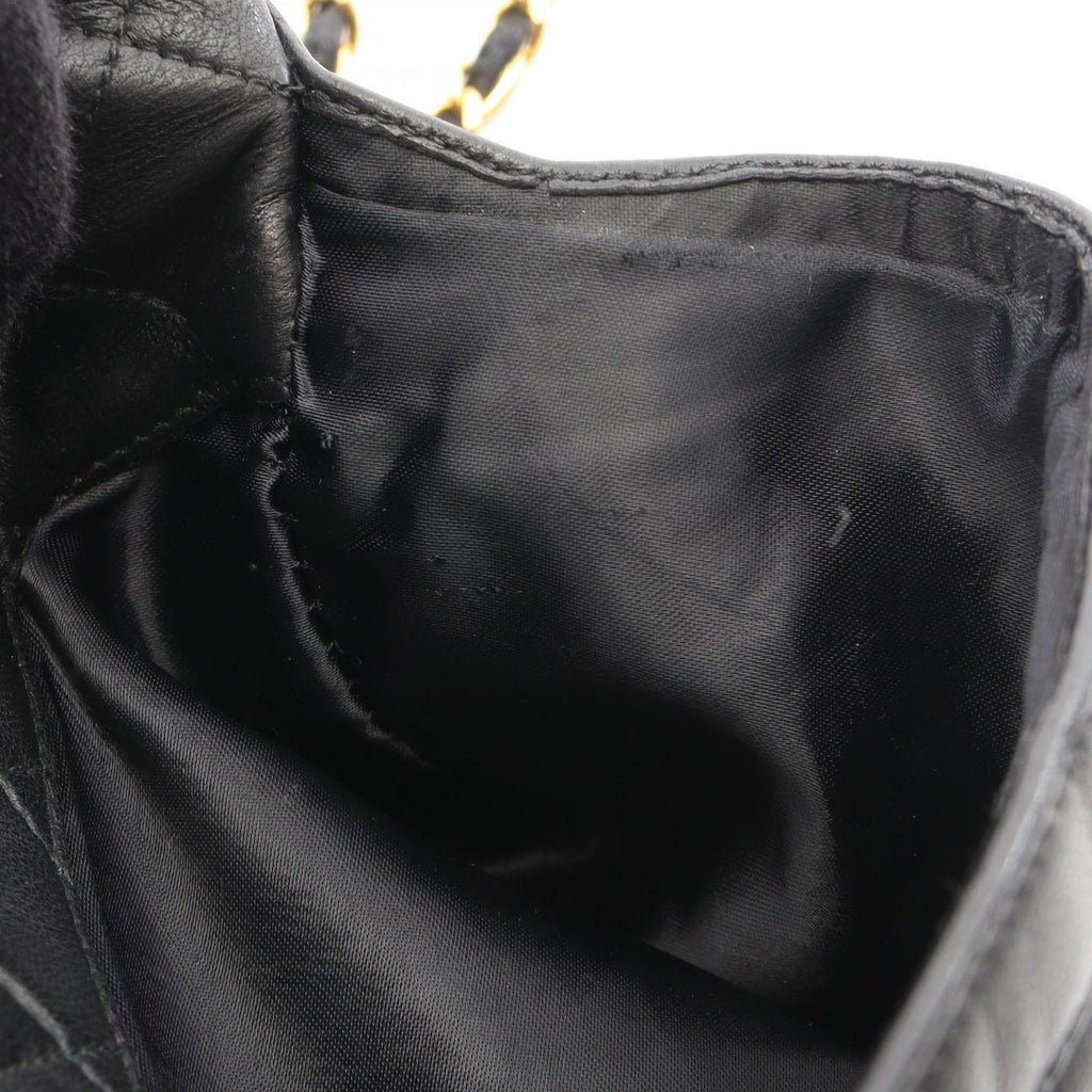 Chanel Shoulder Bag Quilted Black Lambskin Fringe Chain — view 9