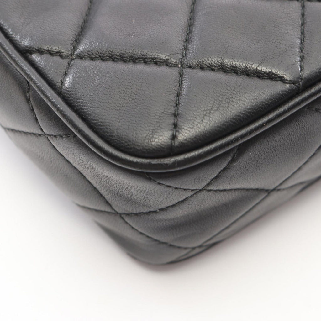 Chanel Shoulder Bag Quilted Black Lambskin Fringe Chain — view 6
