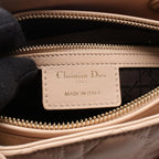 Dior Handbag Lady Dior Cannage 2-Way Pink Beige Leather Tote — view 4