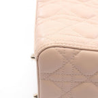 Dior Handbag Lady Dior Cannage 2-Way Pink Beige Leather Tote — view 6