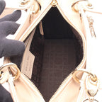Dior Handbag Lady Dior Cannage 2-Way Pink Beige Leather Tote — view 3
