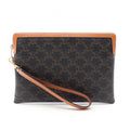 Celine Clutch Triomphe Canvas Leather Second