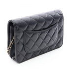 Chanel Shoulder Bag Quilted Black Caviar Leather Chain Wallet — view 2