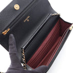 Chanel Shoulder Bag Quilted Black Caviar Leather Chain Wallet — view 3