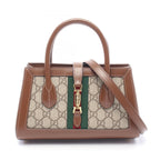 Gucci Handbag Jackie Small 2-Way Beige Brown Canvas Leather