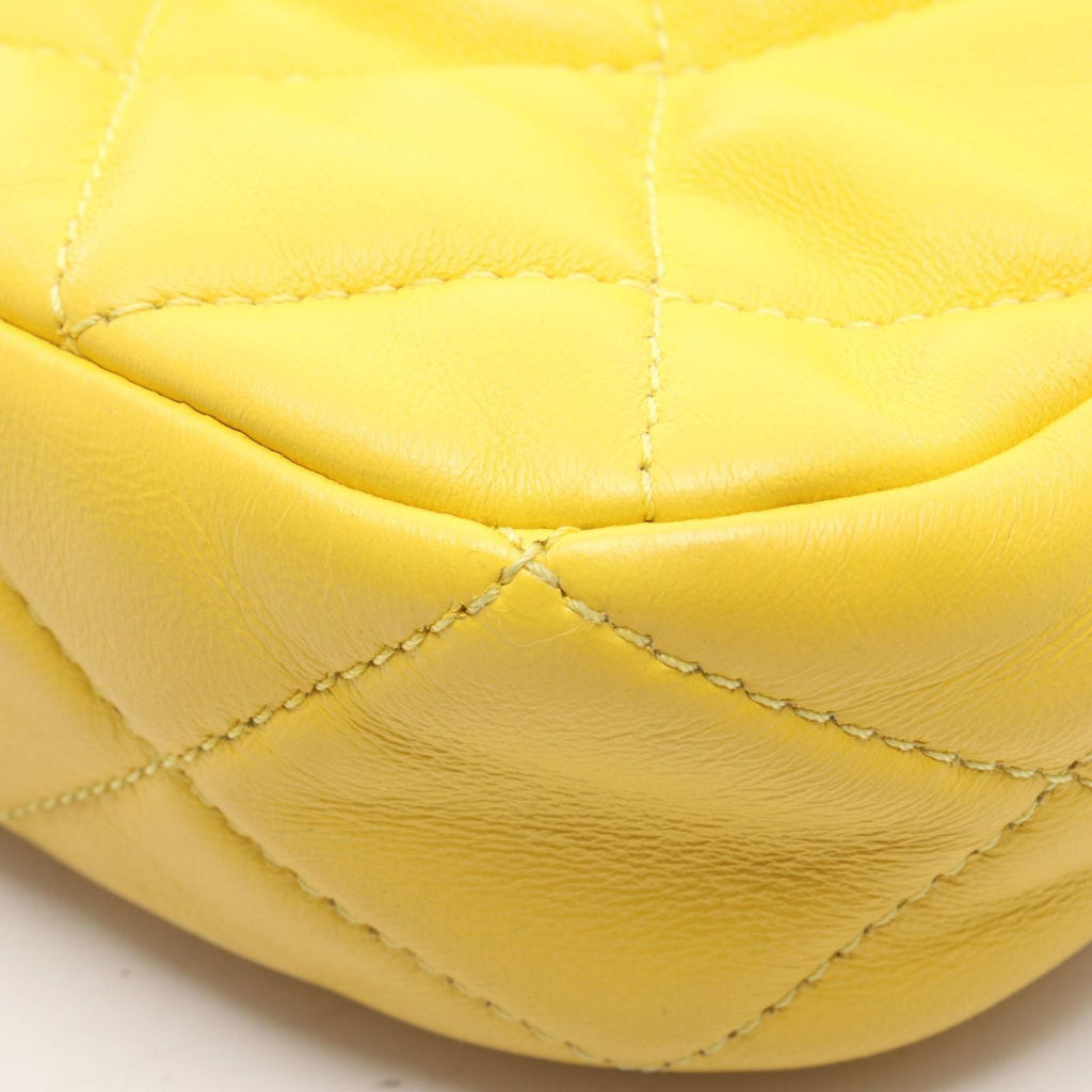 Chanel Shoulder Bag Quilted Small Flap Chain Yellow Lambskin — view 6