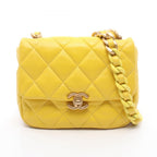 Chanel Shoulder Bag Quilted Small Flap Chain Yellow Lambskin