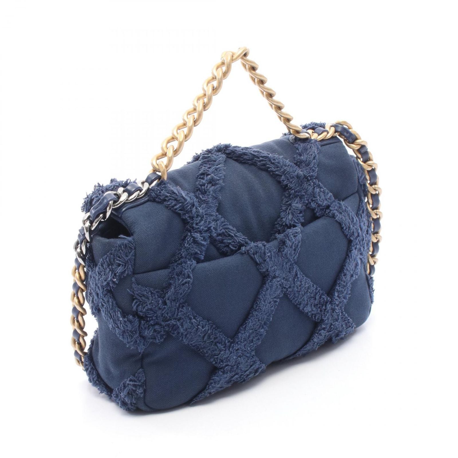 Chanel Shoulder Bag 19 Dizeneuf Quilted Navy Canvas 19 Chain — view 2