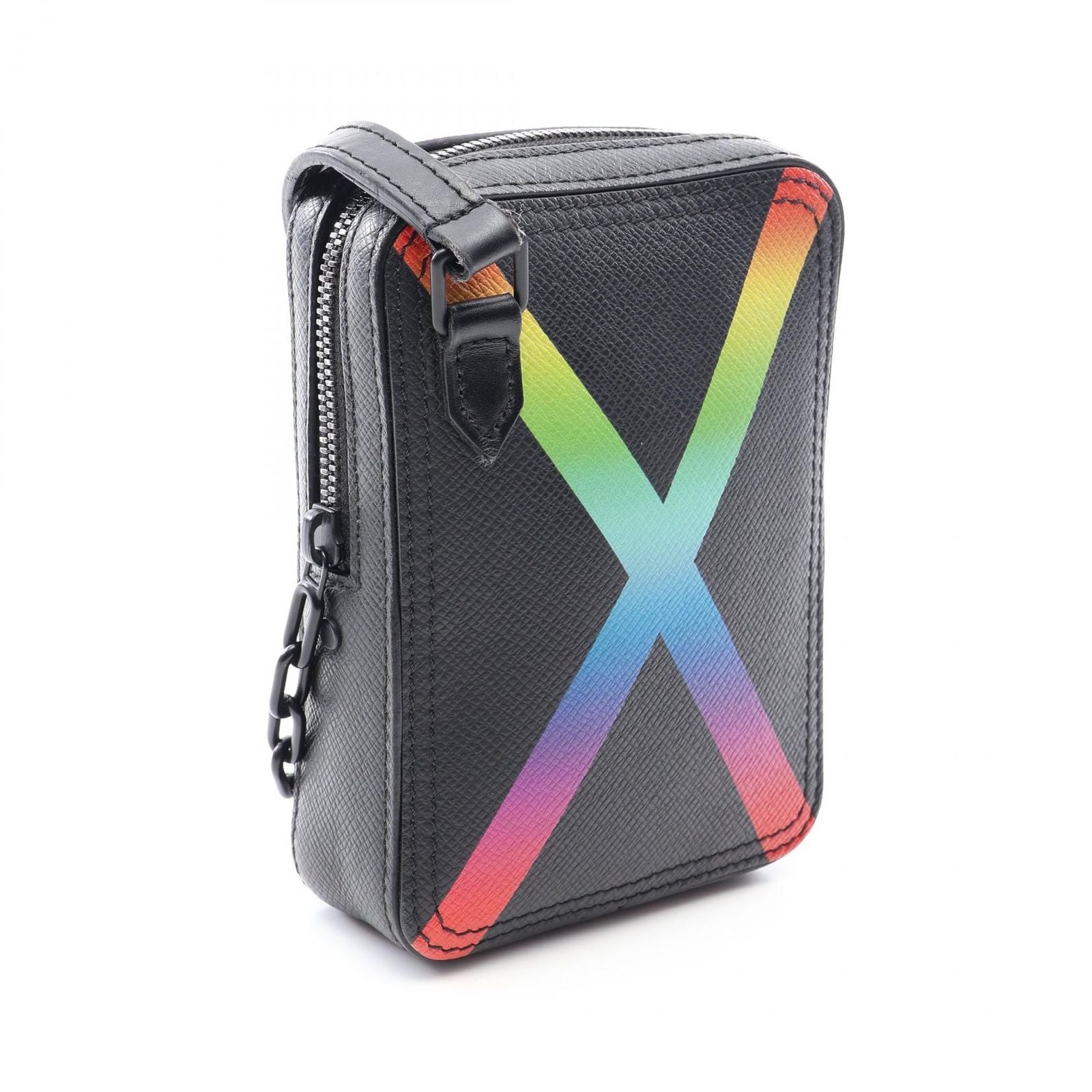 Louis Vuitton Shoulder Bag Danube Messenger Noir Rainbow Leather — view 2