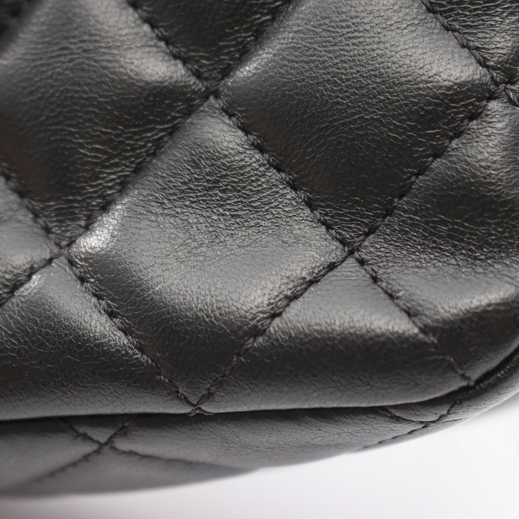 Chanel Shoulder Bag Mini Quilted Ruffles Black Lambskin Chain — view 6