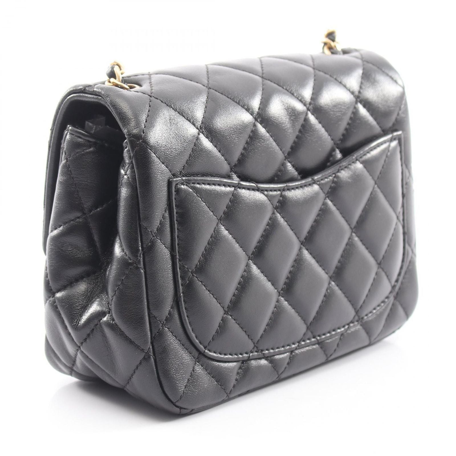 Chanel Shoulder Bag Mini Quilted Ruffles Black Lambskin Chain — view 2