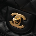 Chanel Shoulder Bag Mini Quilted Ruffles Black Lambskin Chain — view 8