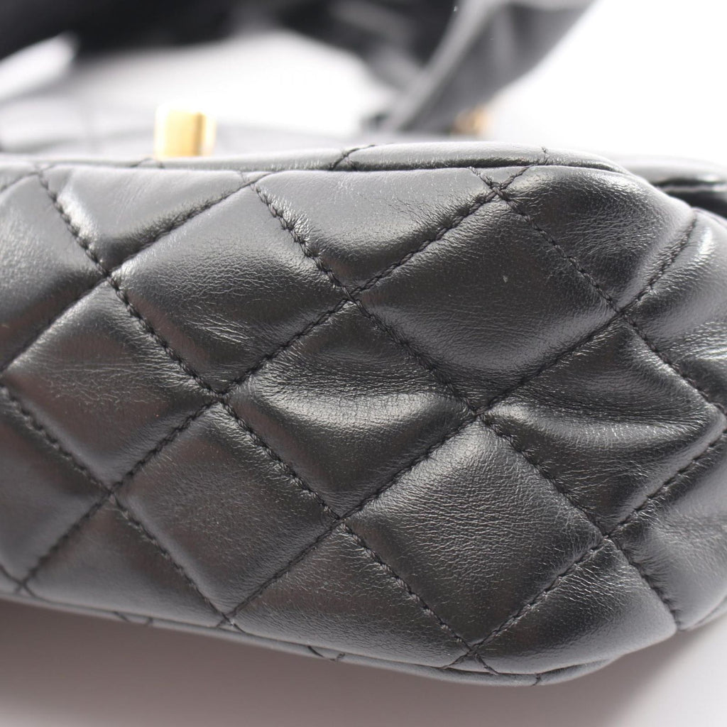 Chanel Shoulder Bag Mini Quilted Ruffles Black Lambskin Chain — view 7