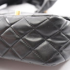 Chanel Shoulder Bag Mini Quilted Ruffles Black Lambskin Chain — view 7