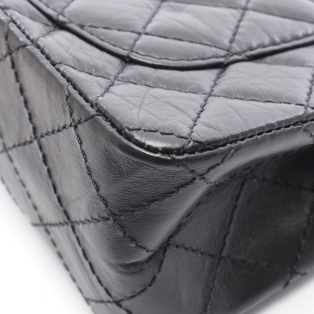 Chanel Shoulder Bag 2.55 Black Calf Mini Quilted Chain — view 8