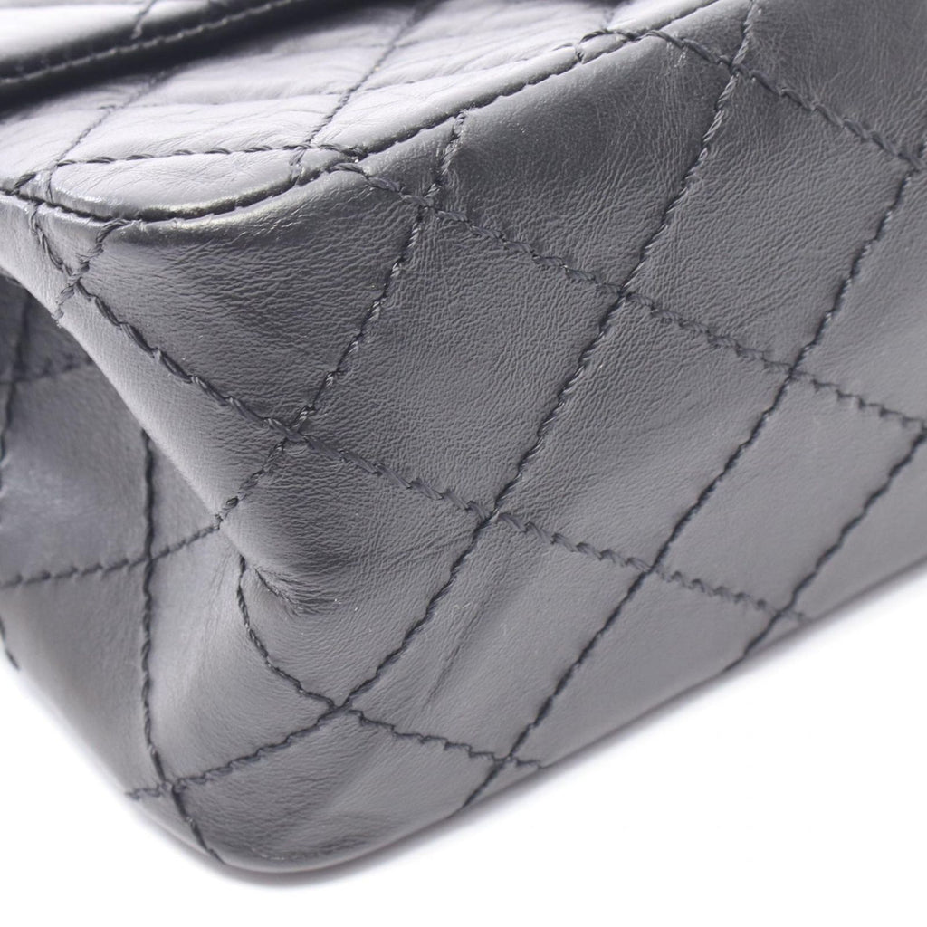 Chanel Shoulder Bag 2.55 Black Calf Mini Quilted Chain — view 7