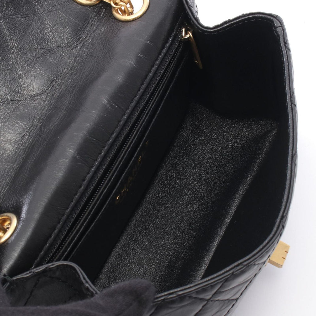 Chanel Shoulder Bag 2.55 Black Calf Mini Quilted Chain — view 3